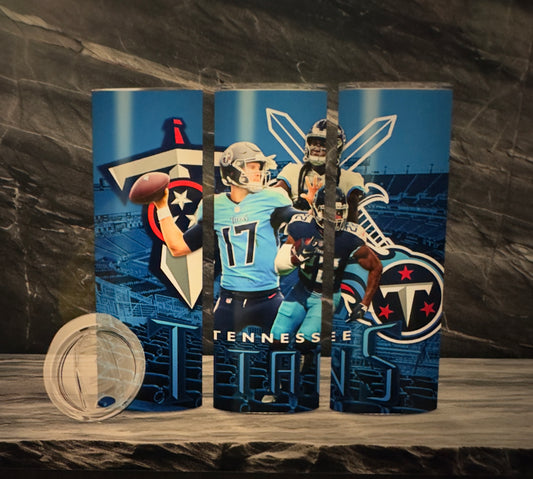 Sublimation Football 20oz Tumbler| Tennessee Titans