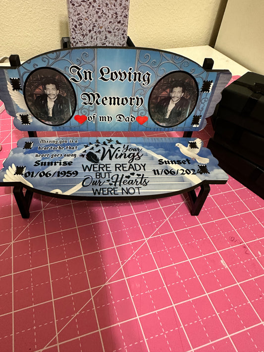 Custom Memorial Bench Keepsake , Desk Memorial Bench, Custom Memorial Bench, Personalized Keepsake