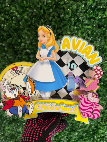 3D Cake Topper, Alice in the Wonderland Cake topper, Party Decor